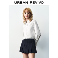 URBAN REVIVO UR2024秋季新款女装时髦拼接蕾丝花边长袖开襟衬衫UYU240012