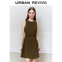 URBAN REVIVO UR2024秋季新款女装法式气质褶皱修身无袖连衣裙UYY740006