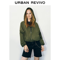 URBAN REVIVO UR2024秋季新款女户外休闲宽松廓形短款连帽薄款外套UYY140028