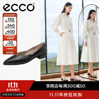 爱步（ECCO）单鞋女 牛皮尖头低跟单鞋 型塑20尖头214203 黑色21420301001 37