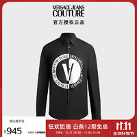 VERSACE 范思哲 Jeans Couture男装23春夏V字印花衬衫男 黑色50礼物