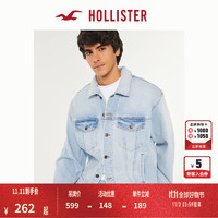 HOLLISTER 24春夏新款短款浅色宽松牛仔机车夹克外套 男 358276-1 浅色水洗 M (180/100A)