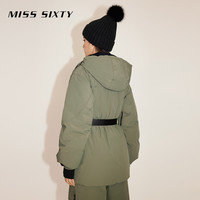 【滑雪系列×90鸭绒】Miss Sixty保暖羽绒服女连帽运动配腰带外套