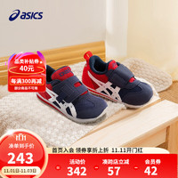 ASICS 亚瑟士 童鞋 男女童宝宝学步鞋日本1-3岁网眼透气 401_黑红 24码