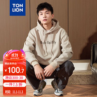 TONLION 唐狮 男连帽前胸字母胶印长袖卫衣