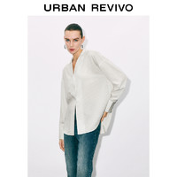 URBAN REVIVO UR2024冬季新款女气质松弛感撞色条纹长袖开襟衬衫UWG240227