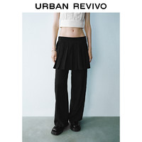 URBAN REVIVO UR2024秋季新款女装设计感压褶裙摆式腰封阔腿裤UYU640012