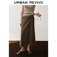 URBAN REVIVO UR2024秋季新款女装慵懒休闲松弛感围裹式系带半裙UWH540047