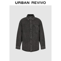 URBAN REVIVO UR2024冬季新款男装时尚休闲复古高街牛仔衬衫UMM840011