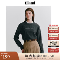 E·LAND 衣恋 ELAND衣恋长袖T恤女圆领微宽松简约休闲舒适百搭上衣2024春秋款 煤灰色(60)Charcoal S/160