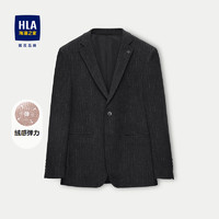 HLA 海澜之家 绒感弹力休闲西服24秋新款条纹平驳领便服单西外套男