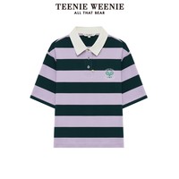 TEENIE WEENIE TeenieWeenie小熊女装2024年夏季新款短款条纹POLO衫宽松休闲T恤