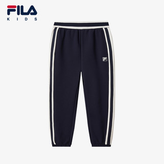 FILA 斐乐 KIDS斐乐童装男大童长裤2024冬季新款儿童宽松加绒针织裤潮