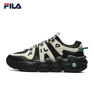 FILA 斐乐 帕尼尼PANINI男鞋篮球鞋复古运动鞋休闲鞋 黑/燕麦色(BOF12M242605F) 42