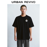 URBAN REVIVO UR2024秋季新款男装趣味撞色怪兽图案棉质短袖T恤UMY440003