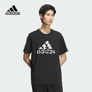 adidas 阿迪达斯 熊猫短袖男子2024夏季新款运动休闲圆领T恤JI6834