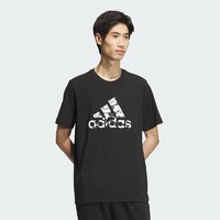 adidas 阿迪达斯 2024夏新款男装熊猫logo印花上衣健身休闲短袖T恤 JI6834