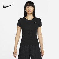 NIKE 耐克 短袖女夏新款修身抽绳款运动休闲透气圆领T恤FB8277-010