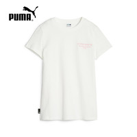 PUMA 彪马 夏季新款运动圆领短袖T恤女白色舒适休闲宽松624706-65