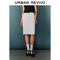 URBAN REVIVO UR2024秋季新款女装温柔气质蕾丝提花蝴蝶结半裙UYU540030