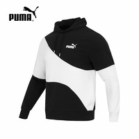 PUMA 彪马 连帽卫衣男款2023春季新款运动黑白撞色套头衫675746-01