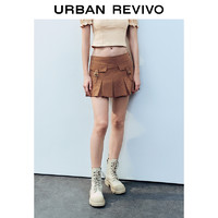 URBAN REVIVO UR2024秋季新款女装时尚美式复古减龄百褶短款半裙UYL540002