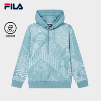 FILA 斐乐 官方男子连帽卫衣2024秋新款休闲满印纯棉针织长袖上衣