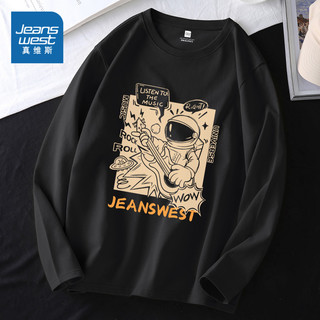 JEANSWEST 真维斯 JRP真维斯男装纯棉印花体恤衫 男款衣服港风长袖T恤