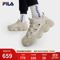 FILA 斐乐 官方豌豆鞋女鞋老爹鞋运动鞋2024冬季新款运动休闲鞋 燕麦棕-OM 38