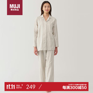 MUJI 無印良品 女式 无侧缝双层纱织 睡衣 家居服套装