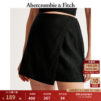 Abercrombie & Fitch 女装 24夏款时尚亚麻混纺高腰修身辣妹迷你短裙KI143-4052 黑色 XL (170/96A)