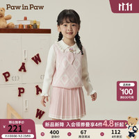 Paw in Paw PawinPaw卡通小熊童装2024年秋冬新款女宝毛织百褶裙套装时尚学院风 Pink粉红色/25 120cm