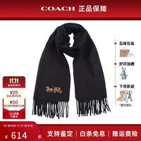 COACH 蔻驰 女士LOGO印花时尚潮流围巾 黑色76393BLK 其它