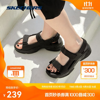 SKECHERS 斯凯奇 夏季女子时尚休闲凉鞋舒适轻便简约 全黑色/BBK 40