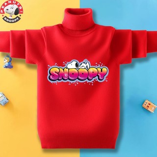 SNOOPY 史努比 男童圆领套头毛衣中大童2024秋冬新款针织衫保暖外穿上衣潮