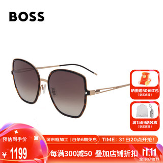 HUGO BOSS 太阳镜女黑色镜框灰色渐变镜片墨镜男眼镜1392S 8SOHA  57MM