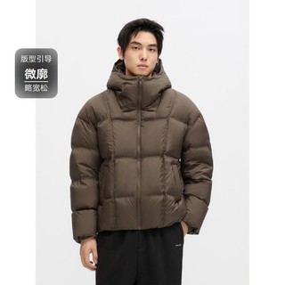 GXG 2024新品冬季GXG简约面包服连帽鸭绒短款羽绒服外套男