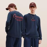 Champion 秋冬撞色印花长袖T恤男圆领套头LOGO休闲百搭