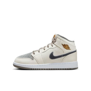 NIKE 耐克 AIR JORDAN AJ1（GS款）复古丝绒米灰休闲板鞋FB9899-100 36.5