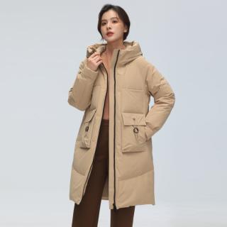 雪中飞 女士中长款羽绒服连帽保暖冬季户外都市风外套女