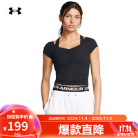 安德玛 UNDERARMOUR）秋冬Motion女子亲肤训练运动短袖T恤1386726 黑色001 L