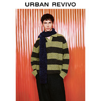 URBAN REVIVO UR2024冬季新款男装潮流复古撞色条纹长袖针织衫UMV940040