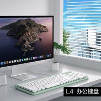 LANGTU 狼途 有线轻音键盘鼠标套装办公家用游戏笔记本电脑外接USB外设朋克复古 L4白青色（键鼠套装）