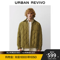 URBAN REVIVO UR2024秋冬新款男装静奢休闲风绗缝贴袋保暖羽绒服UML140036 褐绿 M