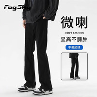 FOG SKY 美式微喇牛仔裤男夏季高街直筒裤宽松做旧裤子男窄版潮流休闲长裤 YD-A81黑色 S(建议95-100斤)