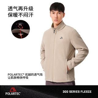 伯希和（Pelliot）【P系列】Polartec300抓绒衣男外套春秋户外休闲夹克冲锋衣内胆 曜石黑 L