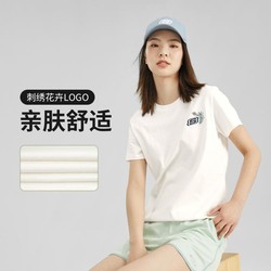 SKECHERS 斯凯奇 刺绣女式t恤夏季短袖女t恤高级感夏季纯棉运动t恤