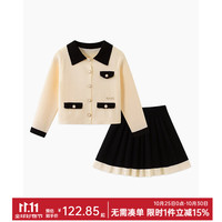 小马宝莉女童红色套装女宝宝2024秋女孩针织上衣短裙两件套儿童洋气套装 黑色 140