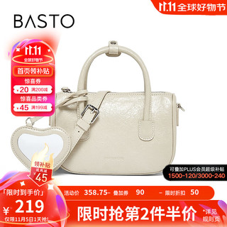 BASTO 百思图 2024秋季简约通勤小方包单肩斜挎包女X3525CX4 米白色 均码