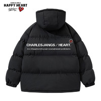 CHARLES JANG'S HAPPY HEART 查尔斯桃心 秋冬季字母印花加厚保暖连帽棉服男棉袄情侣外套棉衣